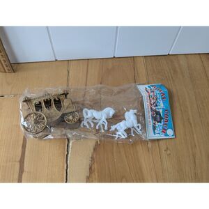 Vintage The Royal Coach Gold Carriage, Horses Plastic Toy Set - NOS